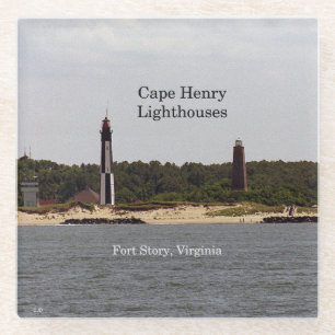 Cape Henry Lighthouses glass coaster