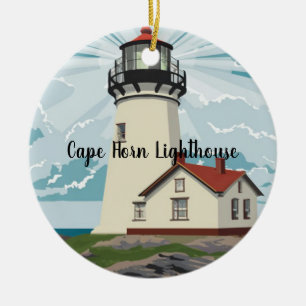 Cape Horn Lighthouse, Chile Ceramic Tree Decoration