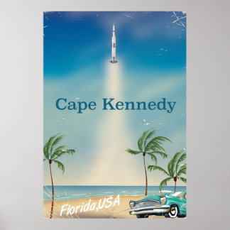 Cape Kennedy retro Saturn five rocket poster. Poster