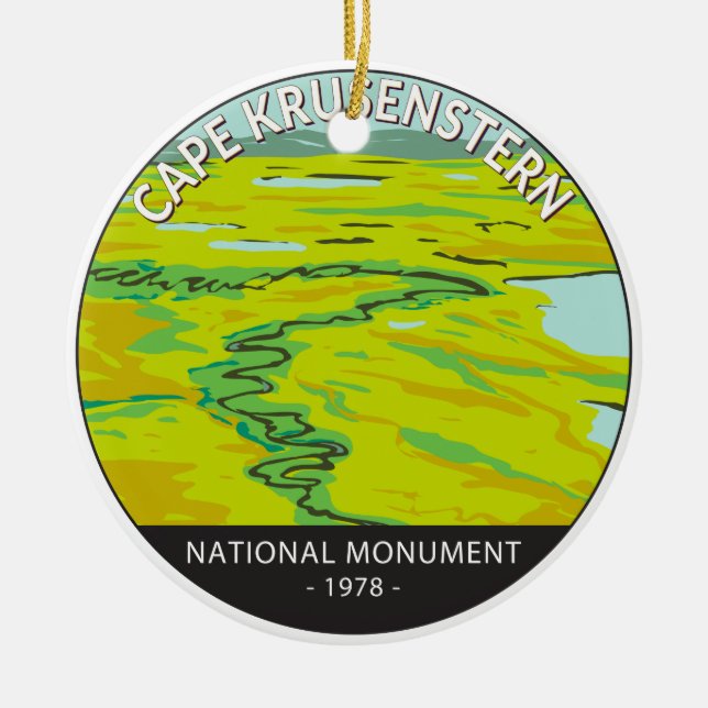 Cape Krusenstern National Monument Tundra River Ceramic Tree Decoration (Front)