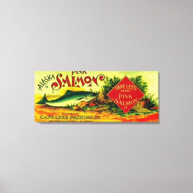 Cape Lees Salmon Can LabelBurroughs Bay, AK Canvas Print (Front)
