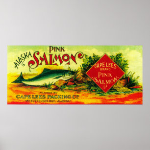 Cape Lees Salmon Can LabelBurroughs Bay, AK Poster