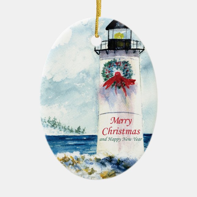 Cape Lighthouse Ceramic Tree Decoration (Front)
