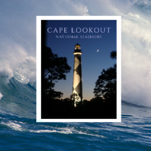 Cape Lookout Lighthouse at Night Postcard