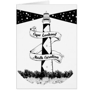 Cape Lookout Lighthouse Black and White