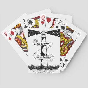 Cape Lookout Lighthouse Black and White Playing Cards
