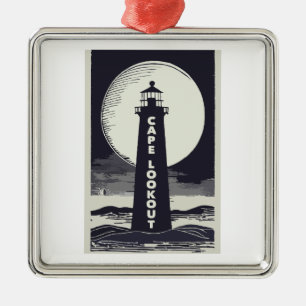 Cape Lookout Lighthouse North Carolina Moon Metal Tree Decoration