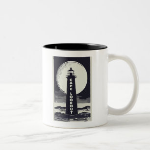 Cape Lookout Lighthouse North Carolina Moon Two-Tone Coffee Mug