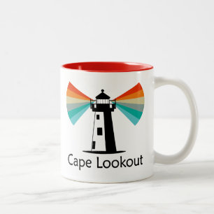 Cape Lookout Lighthouse North Carolina Rainbow Two-Tone Coffee Mug