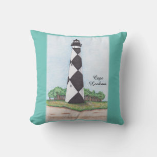 Cape Lookout Lighthouse Throw Pillow