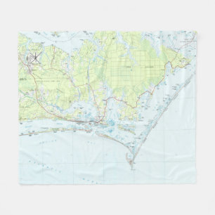 Cape Lookout National Seashore & Morehead City Map Fleece Blanket