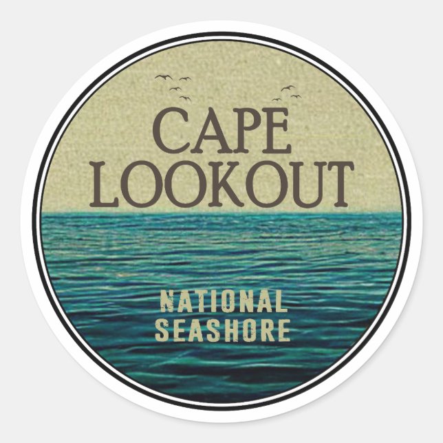 Cape Lookout National Seashore Ocean Birds Classic Round Sticker (Front)