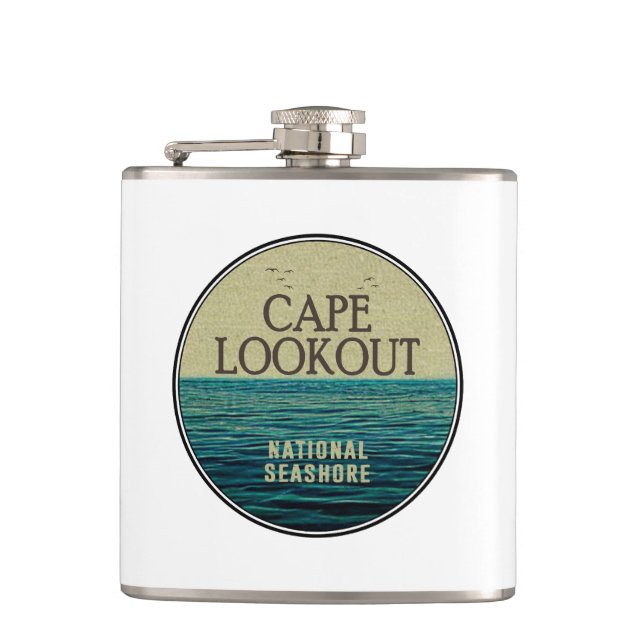 Cape Lookout National Seashore Ocean Birds Hip Flask (Front)