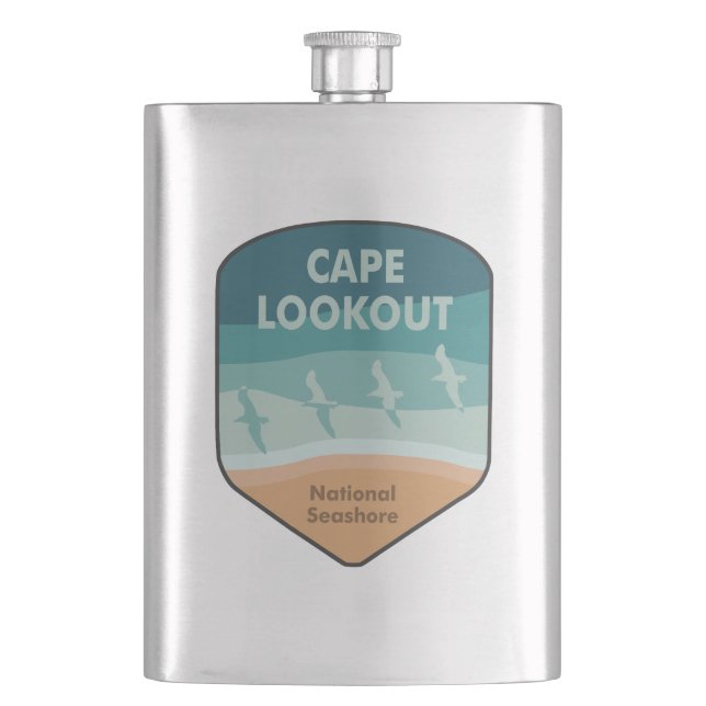 Cape Lookout National Seashore Seagulls Hip Flask (Front)
