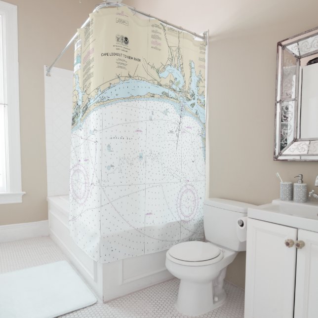 Cape Lookout to New River Nautical Chart 11543 Shower Curtain (In Situ)