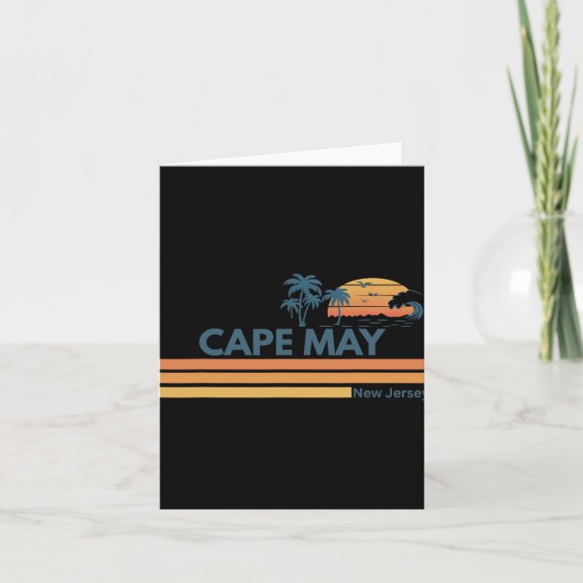 Cape May Beach New Jersey Summer Palm Tree Men Wom Card (Front)