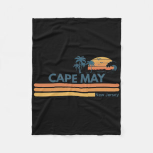 Cape May Beach New Jersey Summer Palm Tree Men Wom Fleece Blanket