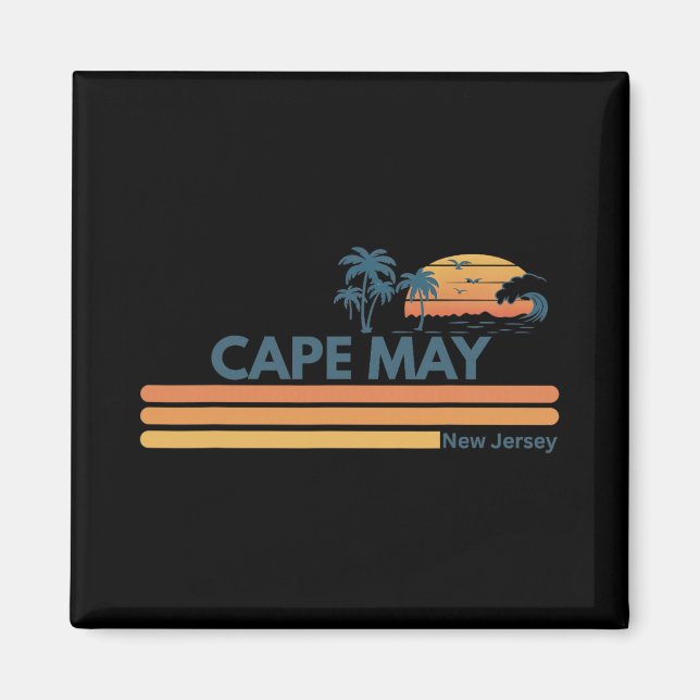 Cape May Beach New Jersey Summer Palm Tree Men Wom Magnet (Front)