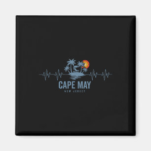 Cape May Beach New Jersey Vintage 80s Sunset Heart Magnet