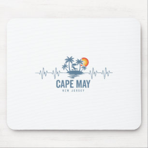 Cape May Beach New Jersey Vintage 80s Sunset Heart Mouse Mat