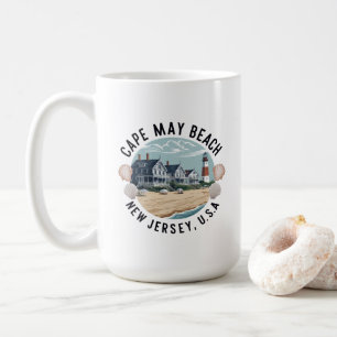 Cape May Beach Retro Vignette Coffee Mug