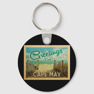 Cape May Beach Vintage Travel Key Ring