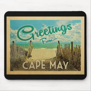 Cape May Beach Vintage Travel Mouse Mat