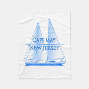 Cape May Coastal Nautical Sailing Sailor Fleece Blanket