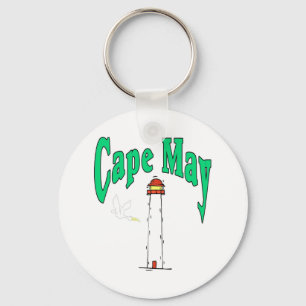 Cape May Lighthouse Cartoon Key Ring