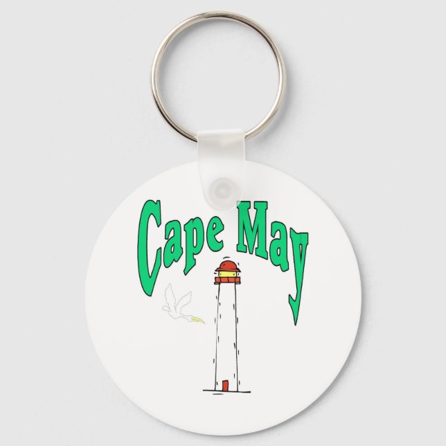 Cape May Lighthouse Cartoon Key Ring (Front)