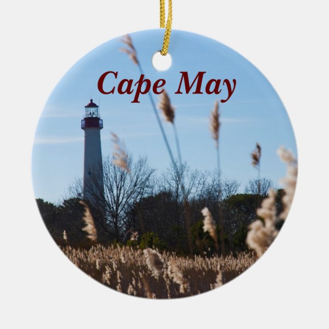Cape May lighthouse Ceramic Tree Decoration (Front)