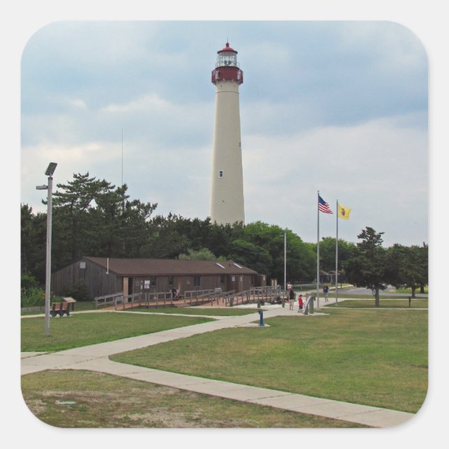 Cape May Lighthouse Square Sticker (Front)