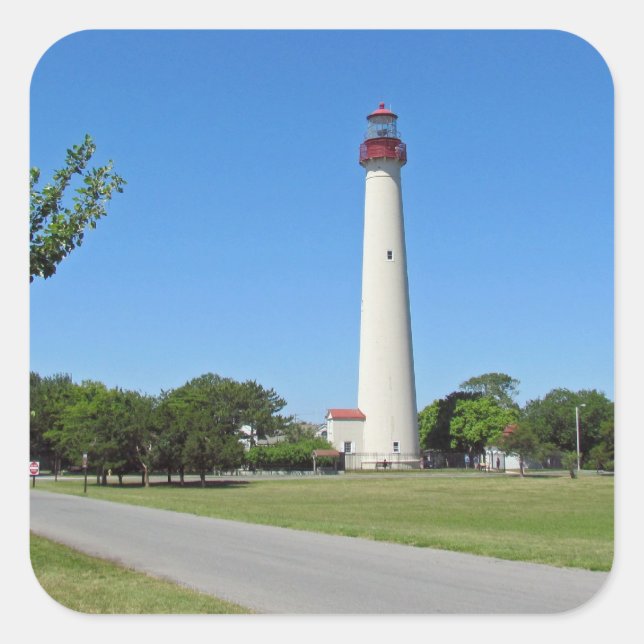 Cape May Lighthouse Square Sticker (Front)