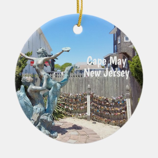 Cape May Love Locks Ceramic Tree Decoration (Front)