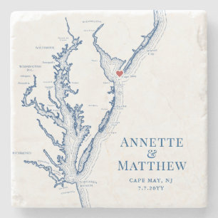 Cape May New Jersey Destination Wedding Favour Stone Coaster