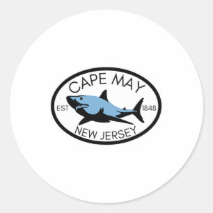 Cape May New Jersey Fishing Shark Fish Beach Boati Classic Round Sticker
