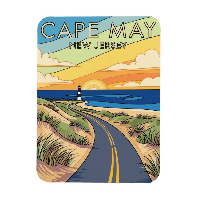 Cape May New Jersey Illustration Travel Magnet (Vertical)