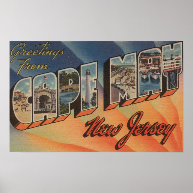 Cape May, New Jersey - Large Letter Scenes Poster (Front)