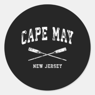 Cape May New Jersey Nautical Crossed Oars Classic Round Sticker