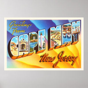 Cape May New Jersey NJ Vintage Travel Postcard- Poster
