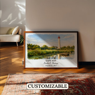 Cape May New Jersey Poster, Watercolor, Custom Poster