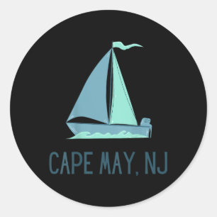 Cape May New Jersey Sailing Sailboat Beach Classic Round Sticker