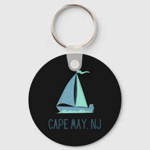 Cape May New Jersey Sailing Sailboat Beach Key Ring