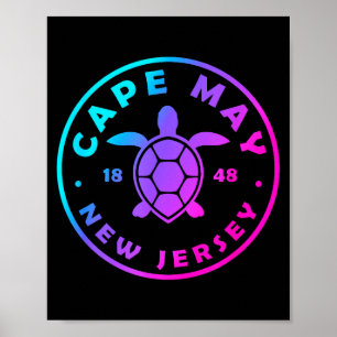 Cape May New Jersey Sea Turtle Tie Dye Vacation  Poster