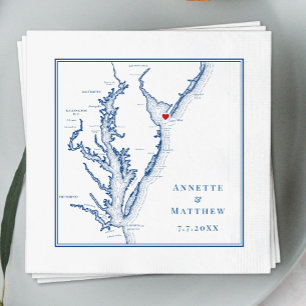 Cape May New Jersey Shore Map Elegant Wedding Napkin
