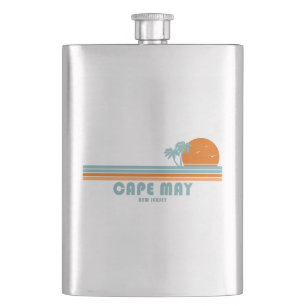 Cape May New Jersey Sun Palm Trees Hip Flask