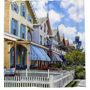 Cape May NJ - Colourful Victorian Street Shower Curtain