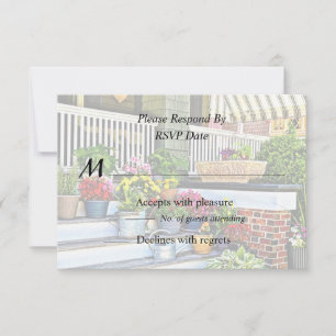Cape May NJ - Flowers and Watering Cans on Porch RSVP Card