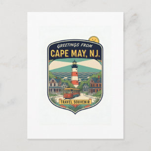 Cape May NJ Greetings Retro Travel Postcard