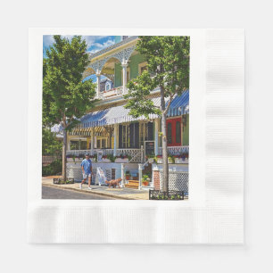 Cape May NJ – Man Walking His Goldendoodle Napkin